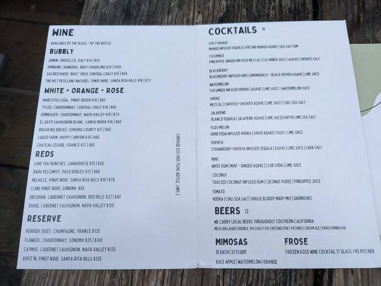 Malibu Farm Restaurant - Malibu, CA menu_pic