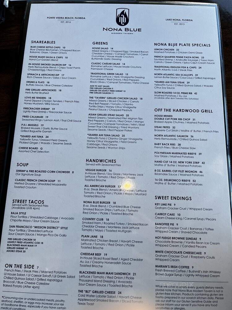 Nona Blue Modern Tavern - Ponte Vedra Beach, FL menu_pic