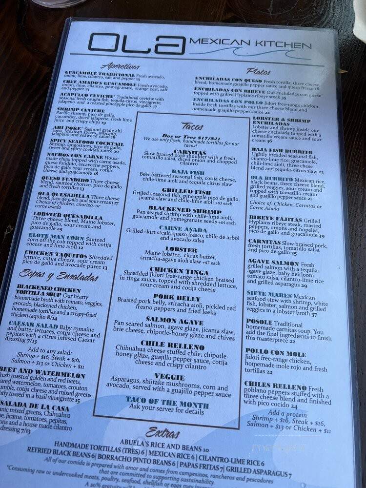 Ola Mexican Kitchen - Huntington Beach, CA menu_pic