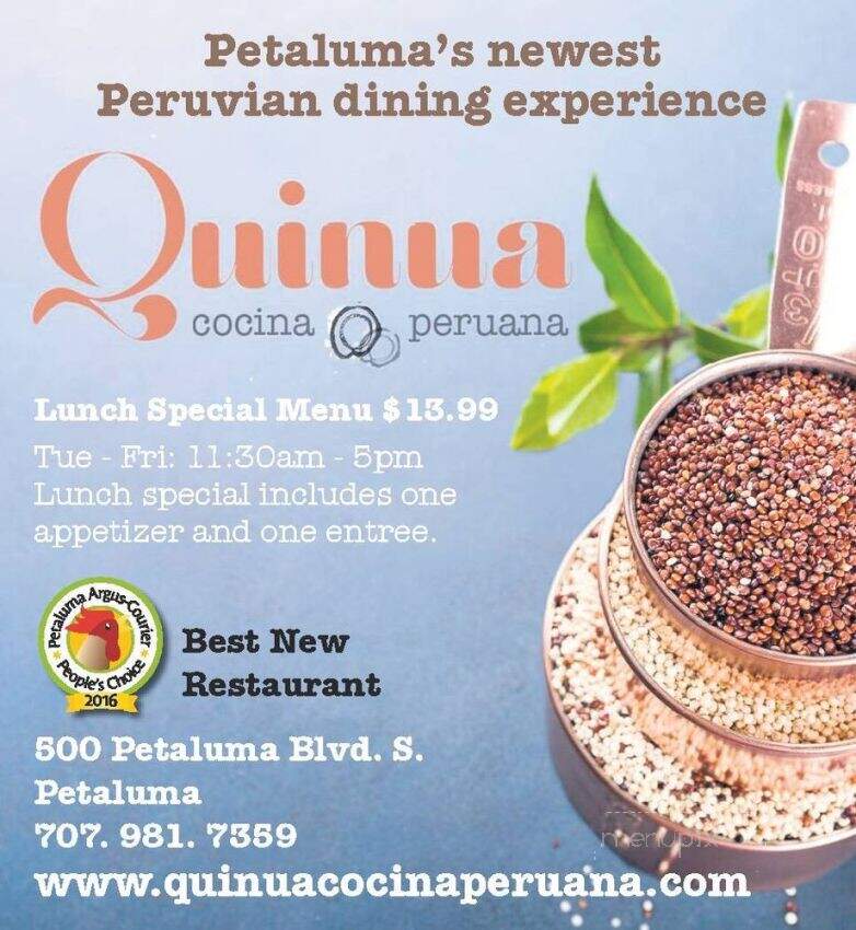 Quinua Restaurant Cocina Peruana - Petaluma, CA menu_pic