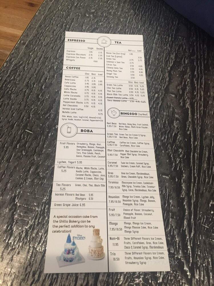 Shilla Bakery - McLean, VA menu_pic