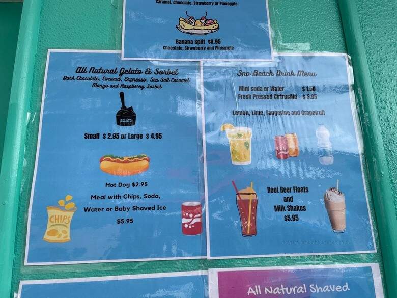 Sno Beach - Safety Harbor, FL menu_pic