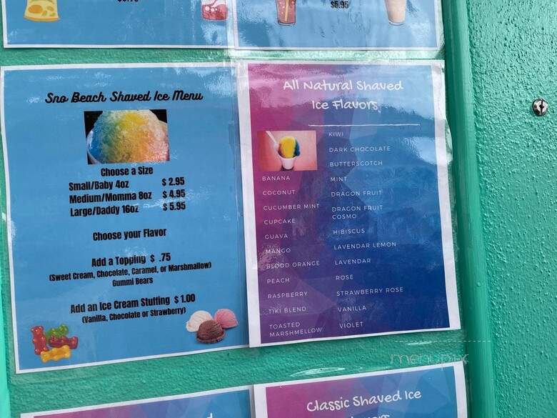 Sno Beach - Safety Harbor, FL menu_pic
