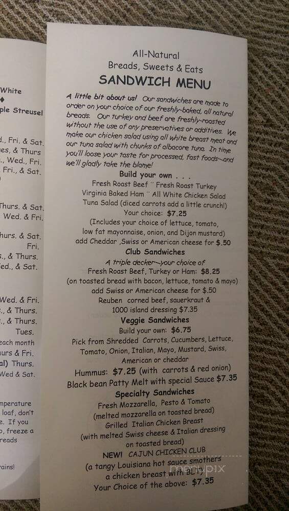 Springmill Bread - Arlington, VA menu_pic