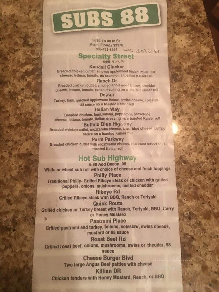 Subs 88 - Miami, FL menu_pic