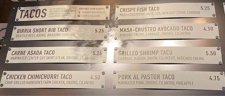 Tallboy Taco - Chicago, IL menu_pic
