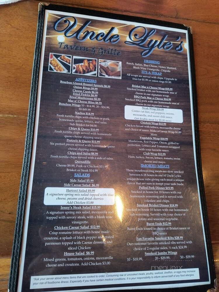 Uncle Lyles Tavern & Grille - Dundee, MI menu_pic