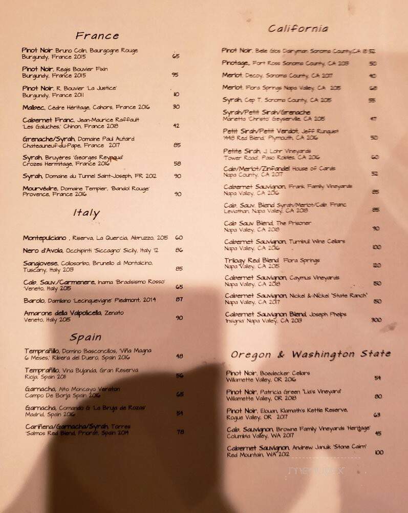 West End Wine Bar & Pub - Purcellville, VA menu_pic