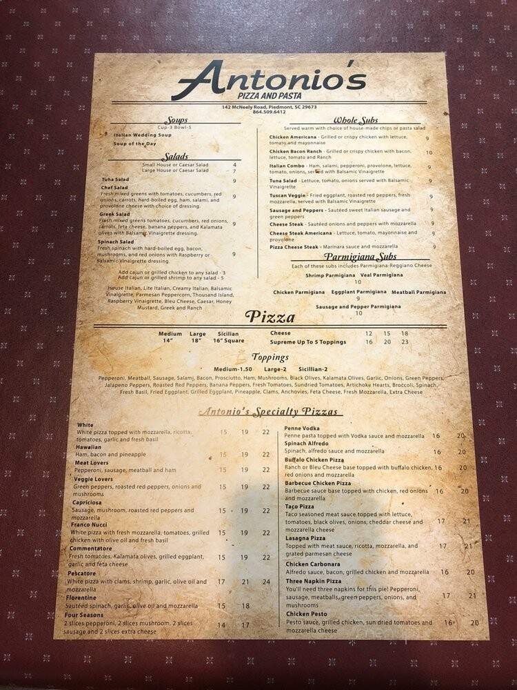 Antonio's Pizza & Pasta - Wilmington, NC menu_pic