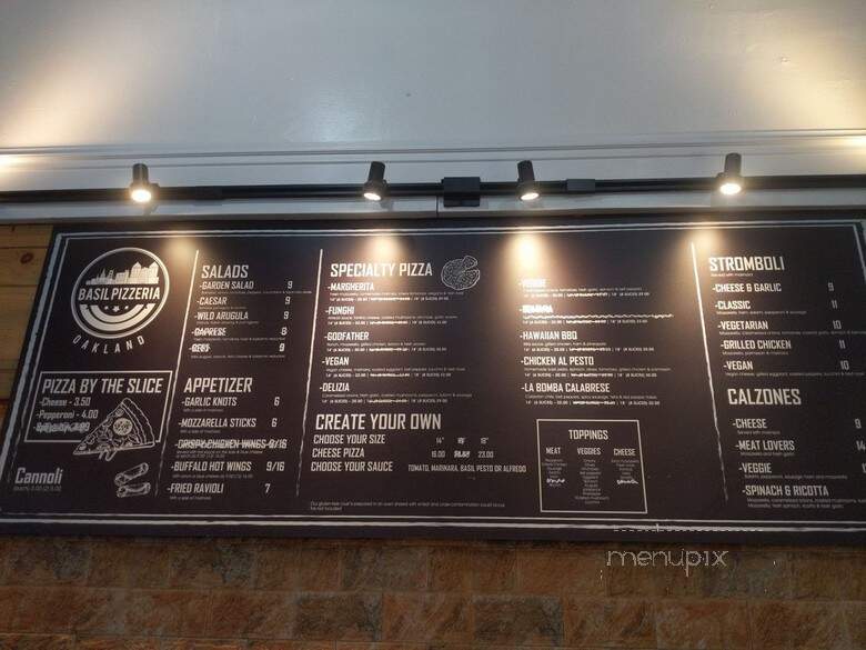 Basil Pizzeria - Oakland, CA menu_pic