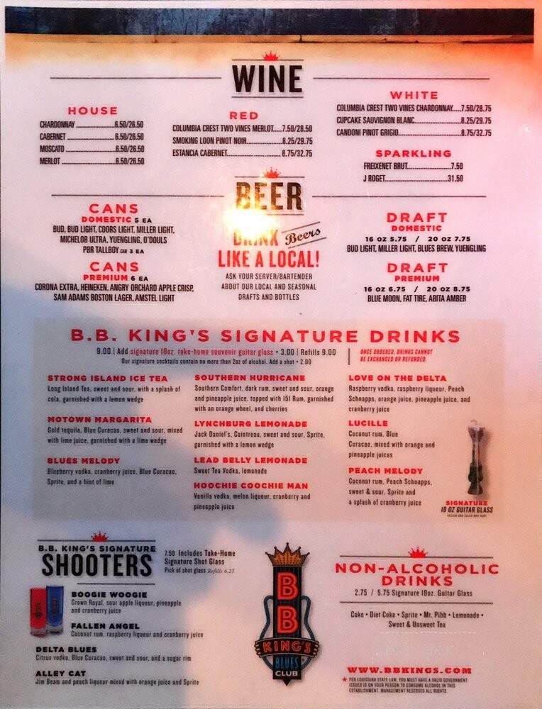 BB King's Blues Club - New Orleans, LA menu_pic