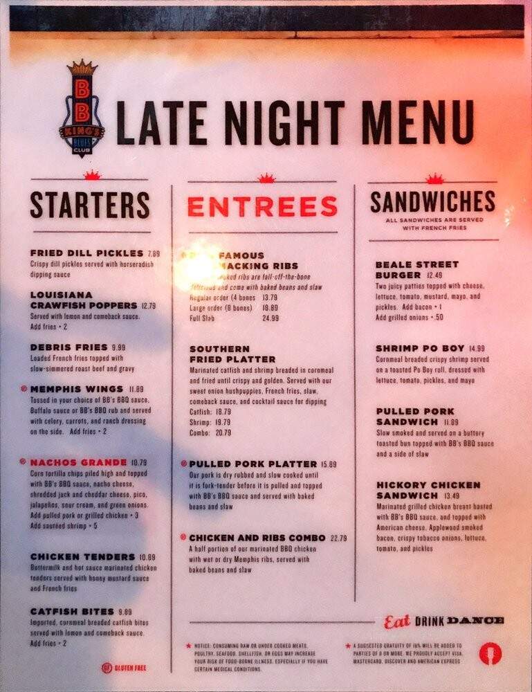 BB King's Blues Club - New Orleans, LA menu_pic