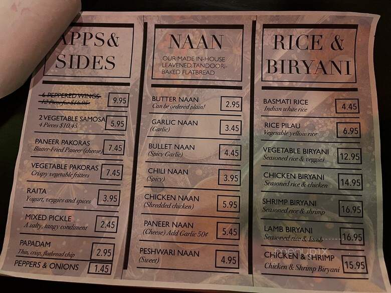 Cafe India - Visalia, CA menu_pic