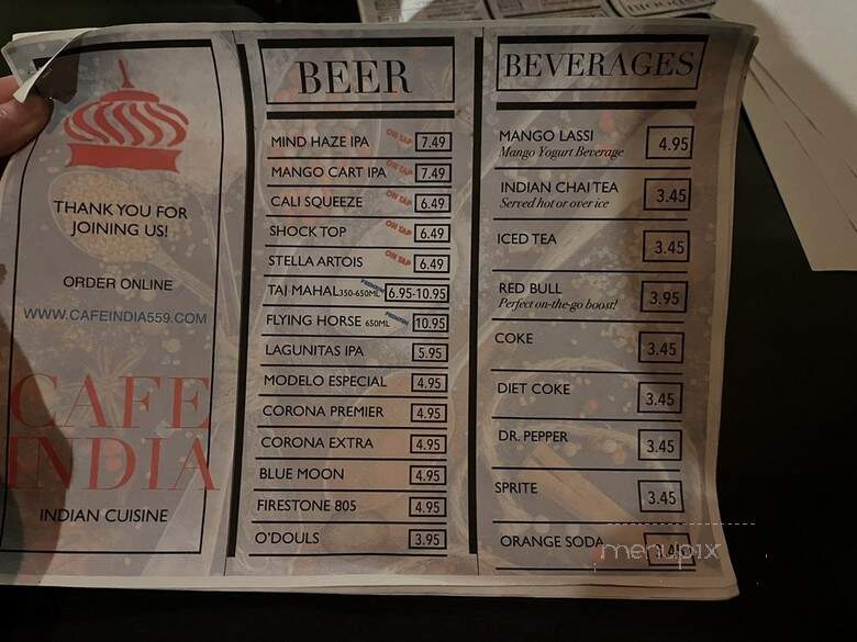 Cafe India - Visalia, CA menu_pic