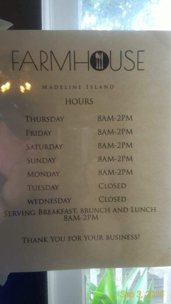 Farmhouse - La Pointe, WI menu_pic