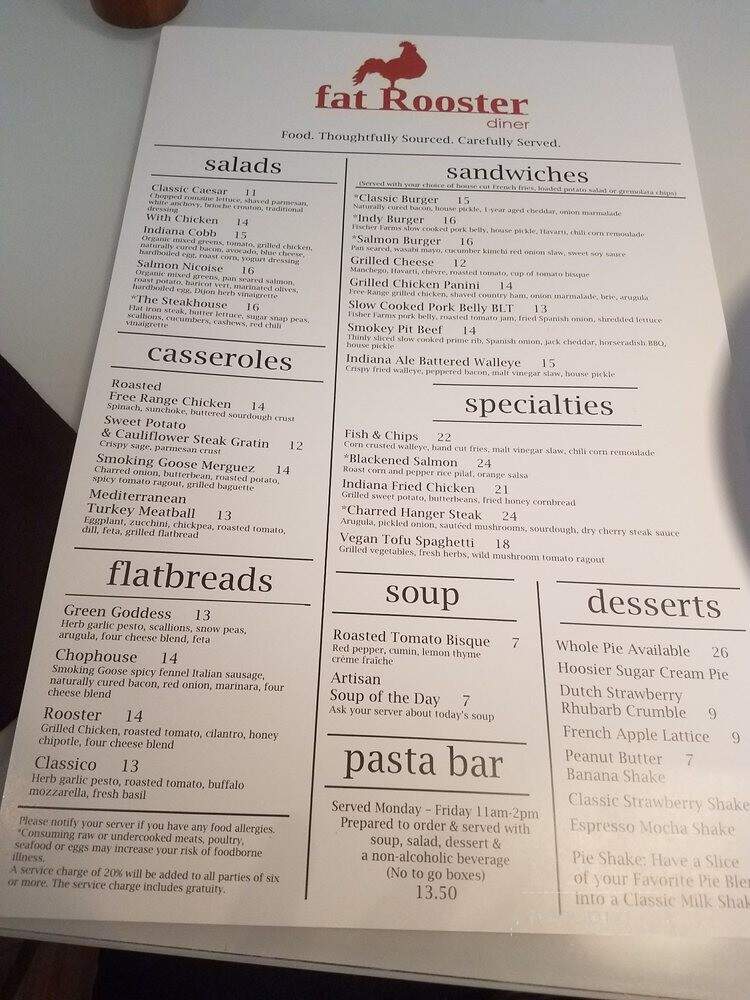 fat Rooster diner - Indianapolis, IN menu_pic