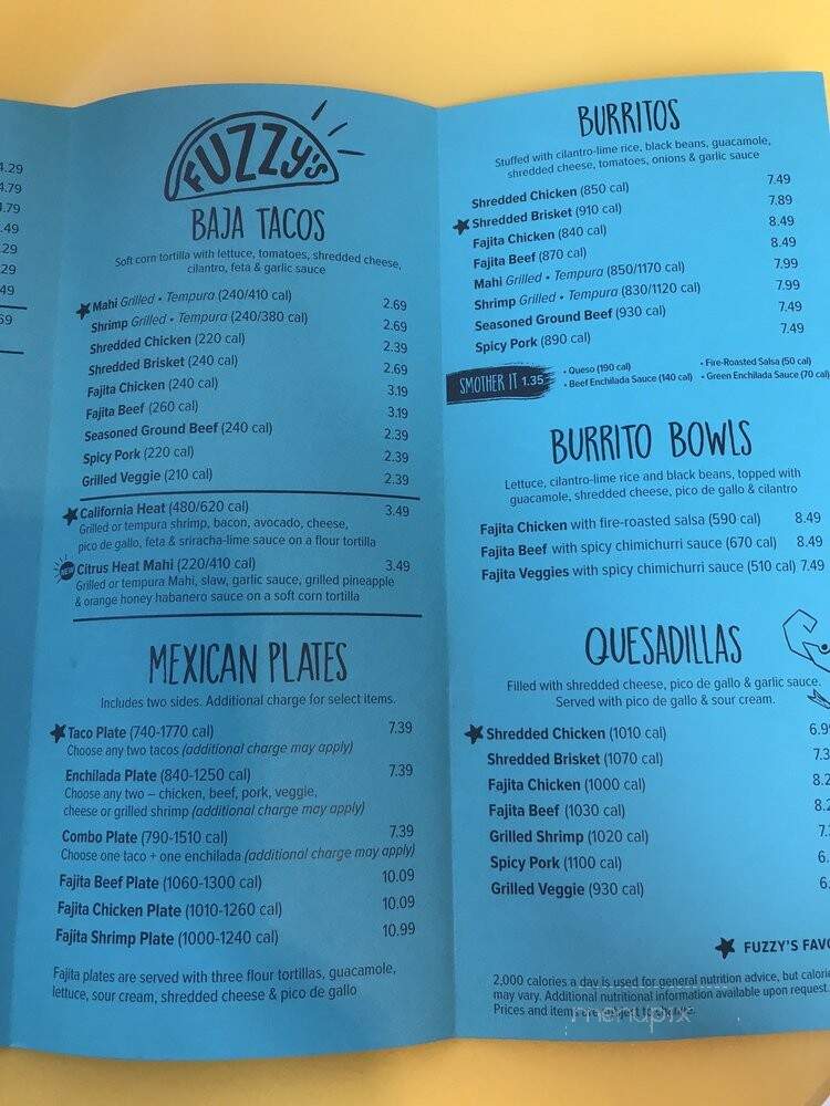Fuzzy's Taco Shop - Saint Charles, MO menu_pic