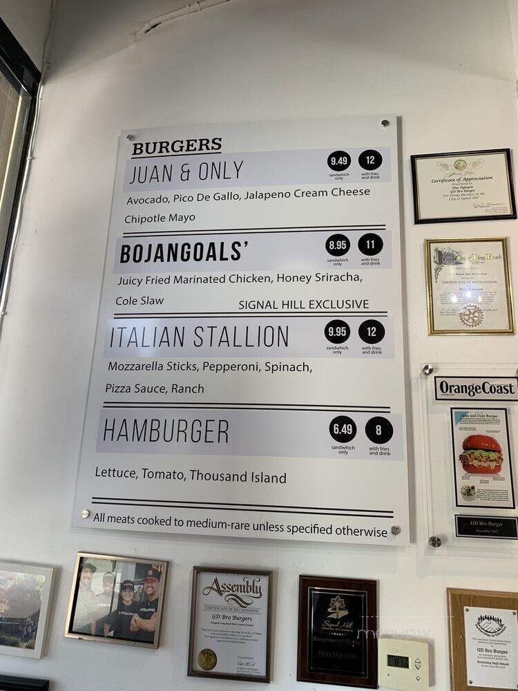 GD Bro Burger - Signal Hill, CA menu_pic