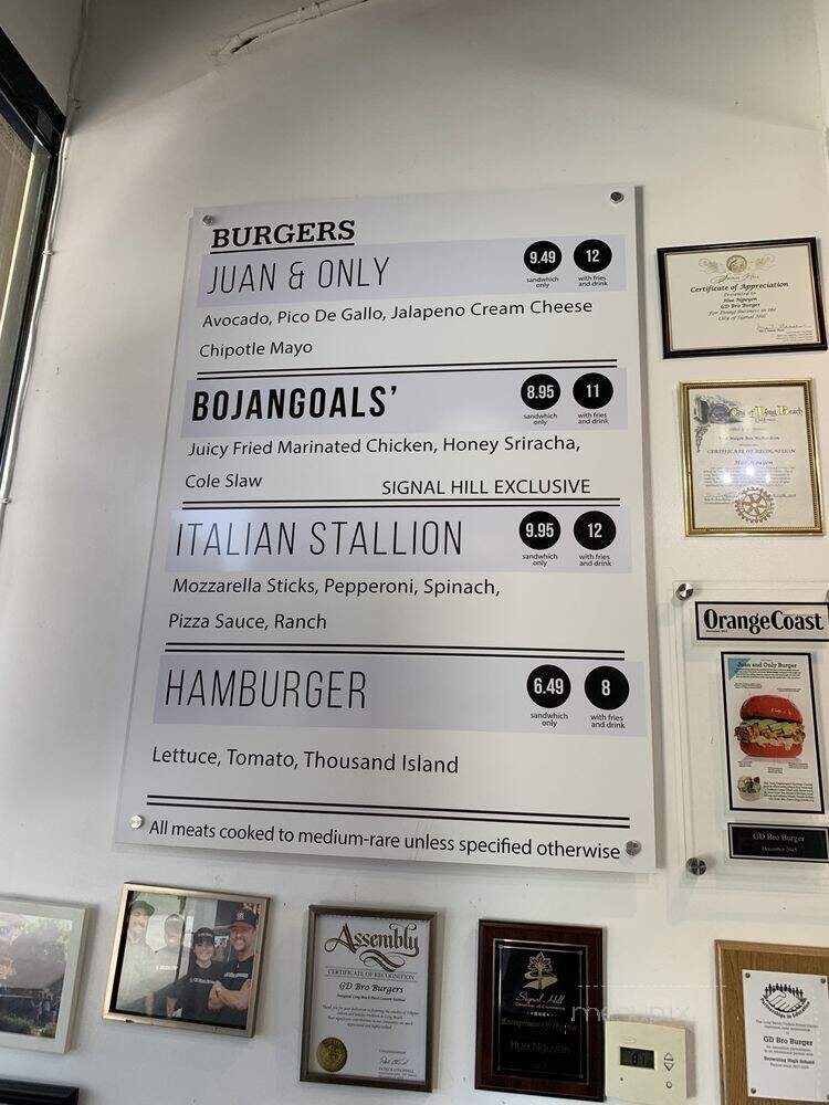GD Bro Burger - Signal Hill, CA menu_pic