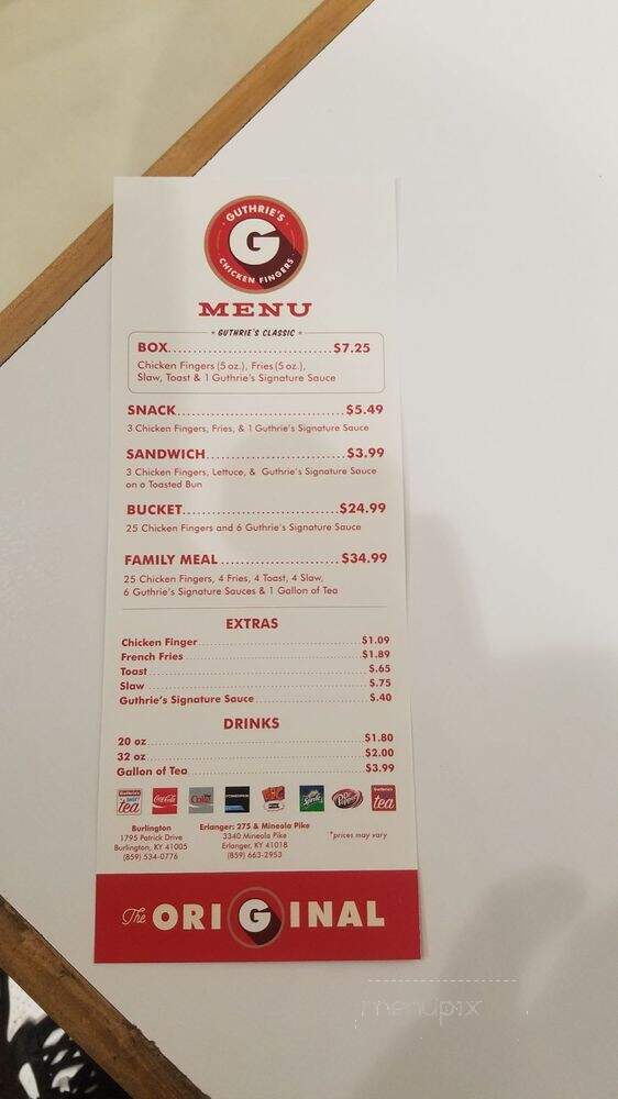 Guthrie's Chicken - Erlanger, KY menu_pic