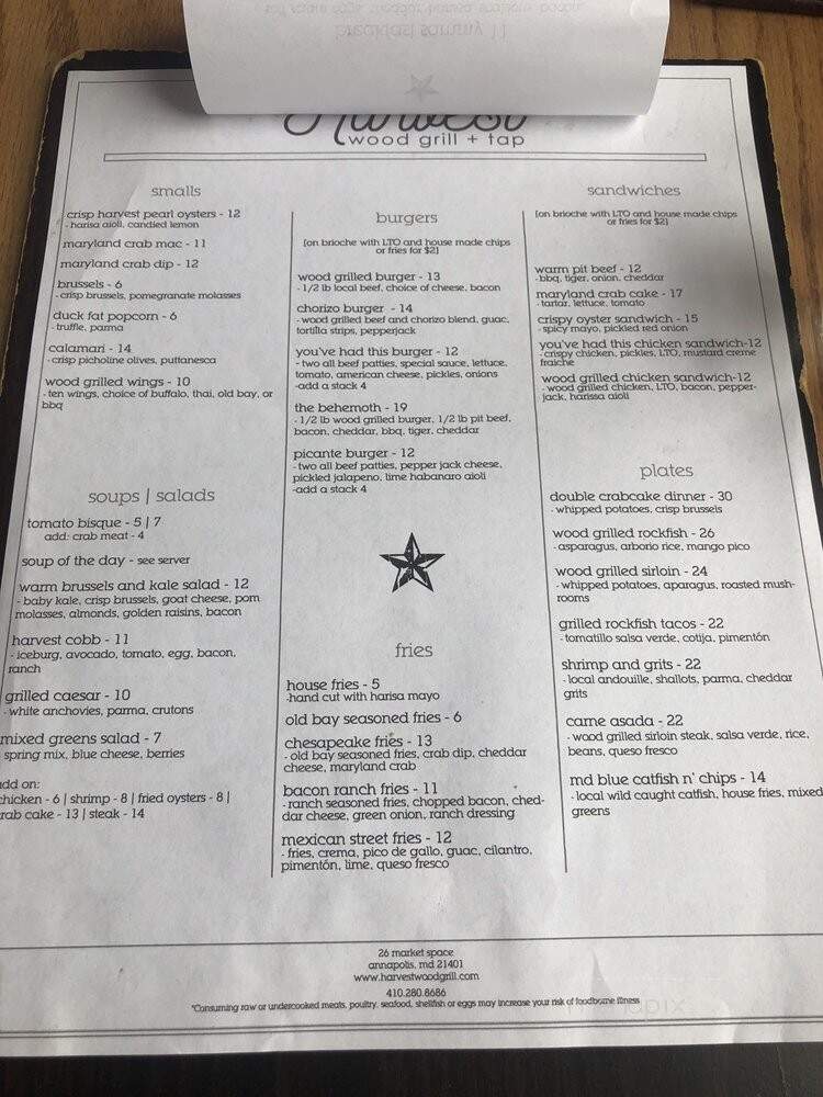 Harvest Wood Grill & Tap - Annapolis, MD menu_pic