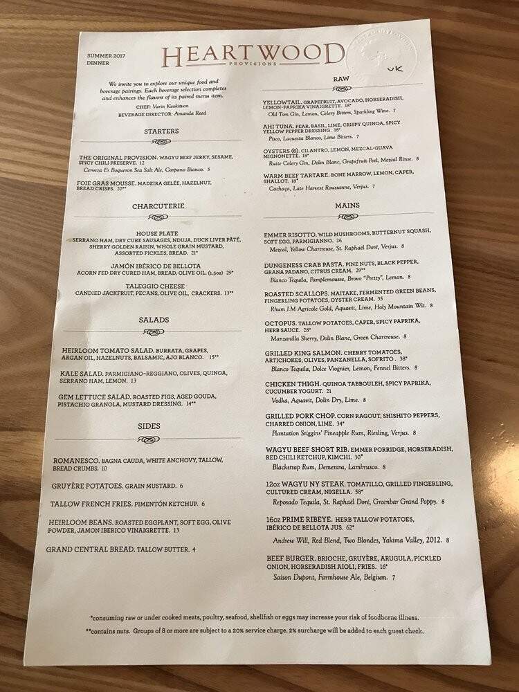 Heartwood Provisions - Seattle, WA menu_pic