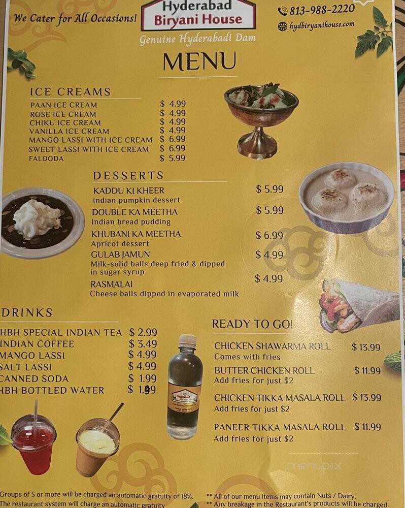 Hyderabad Biryani House - Tampa, FL menu_pic