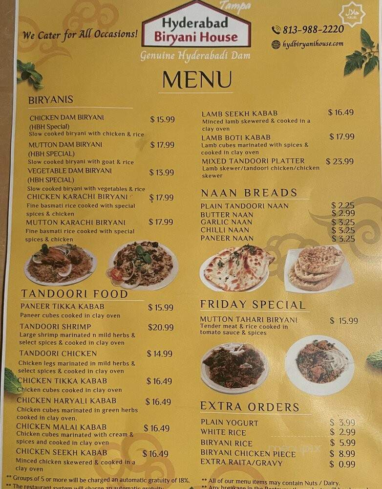 Hyderabad Biryani House - Tampa, FL menu_pic