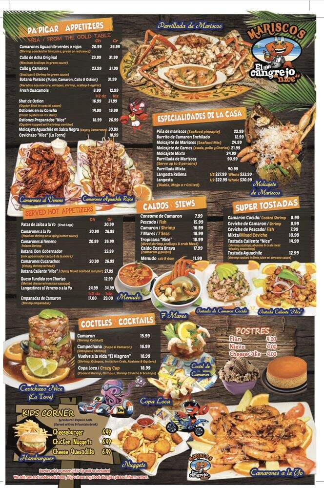 Mariscos El Cangrejo Nice - Anaheim, CA menu_pic