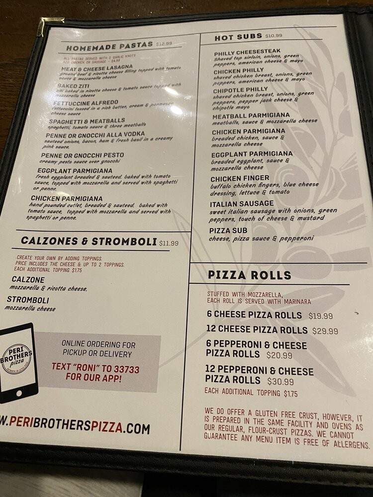 Peri Brothers Pizza - Raleigh, NC menu_pic