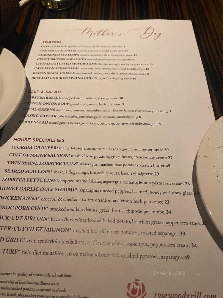 Rosewood Grill - Westlake, OH menu_pic