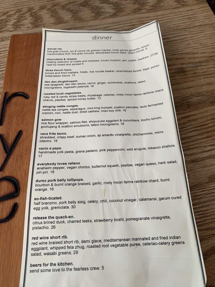 Rye Craft Food and Drink - Mckinney, TX menu_pic