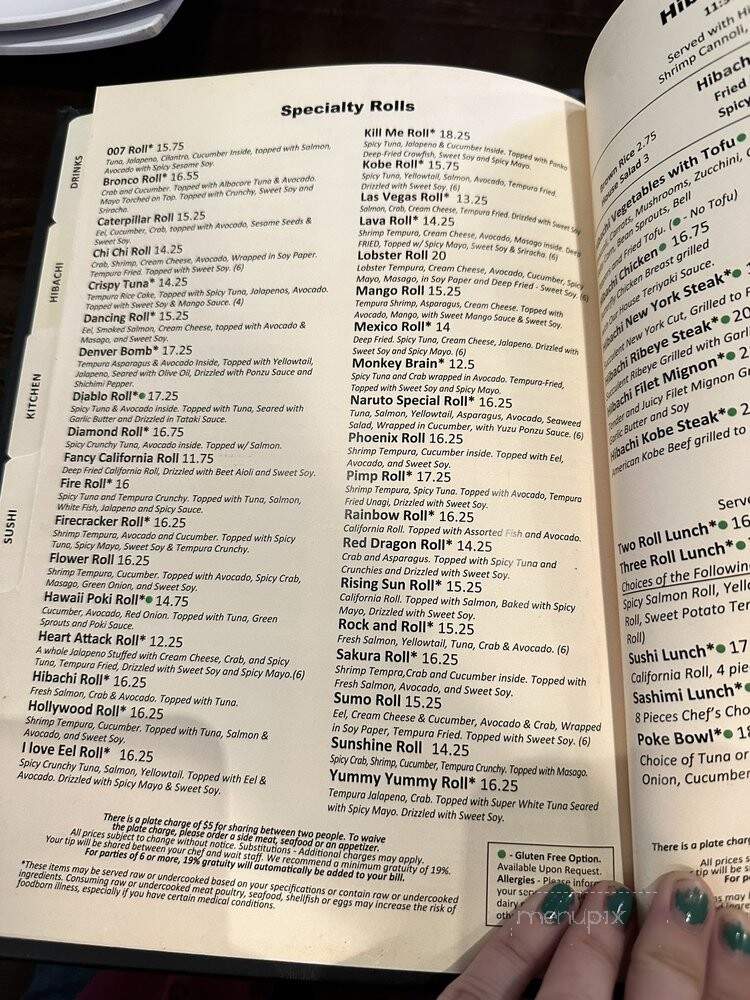 Sakura Hibachi & Sushi - Aurora, CO menu_pic