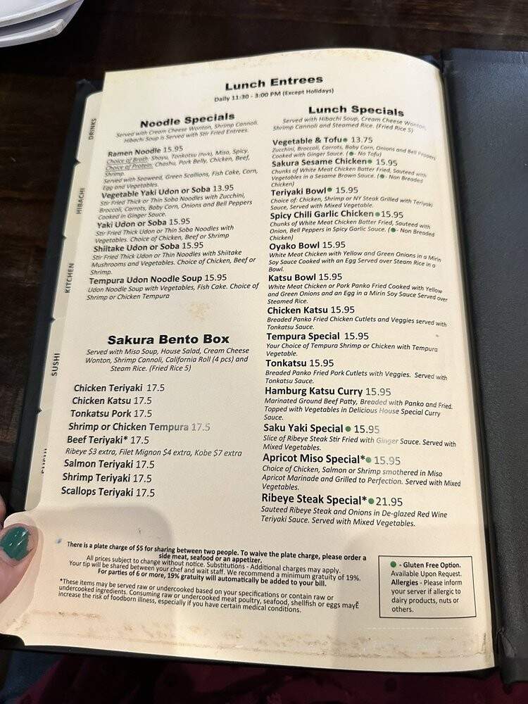 Sakura Hibachi & Sushi - Aurora, CO menu_pic