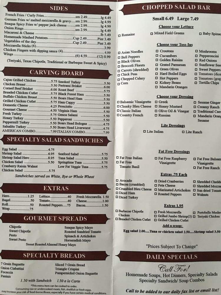 Seaqua Deli - Patchogue, NY menu_pic
