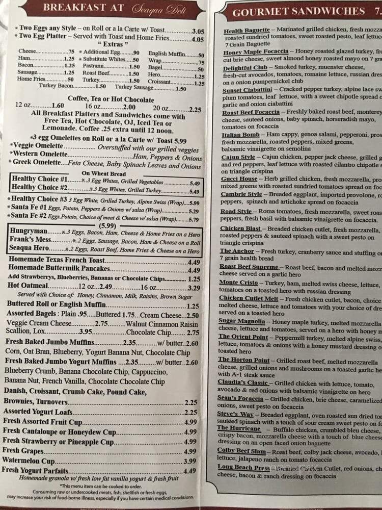 Seaqua Deli - Patchogue, NY menu_pic