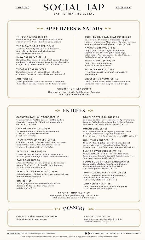 Social Tap - San Diego, CA menu_pic