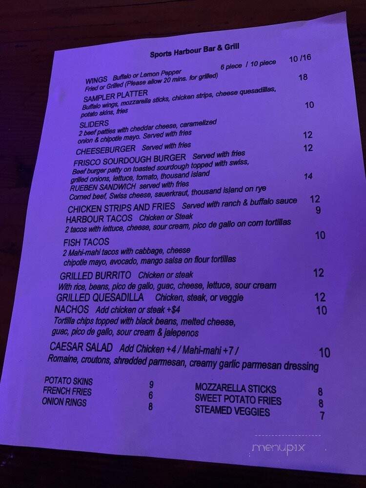 Sports Harbour - Torrance, CA menu_pic