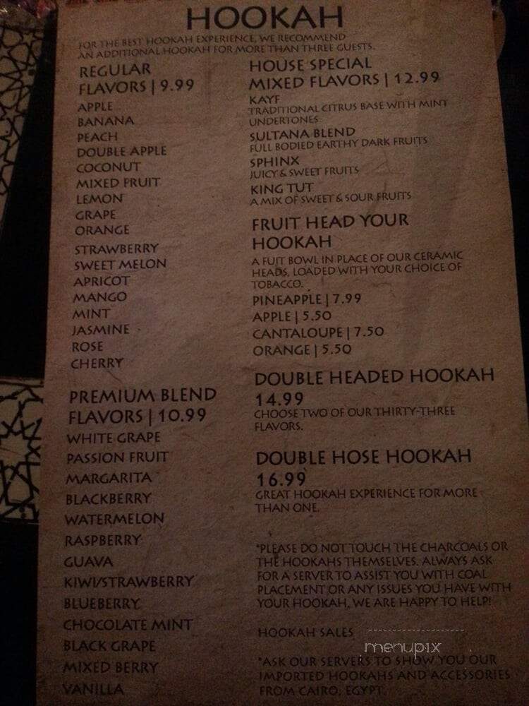 Sultana Cafe & Hookah Bar - Indianapolis, IN menu_pic