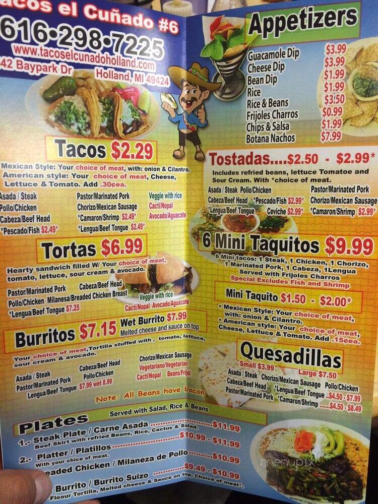 Tacos El Cunado - Holland, MI menu_pic