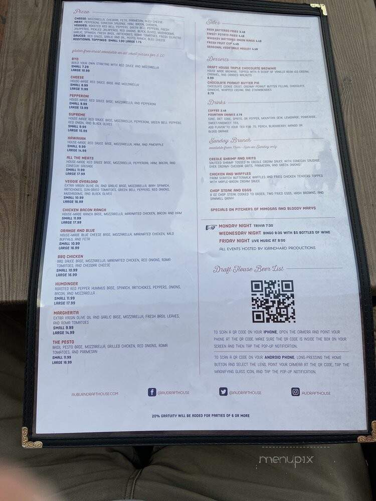 The Draft House - Auburn, AL menu_pic