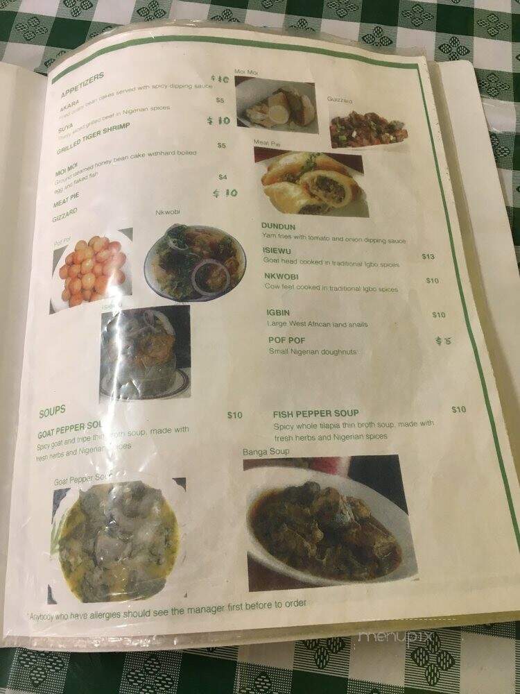 The Green Place Nigeria Restaurant - Brooklyn, NY menu_pic