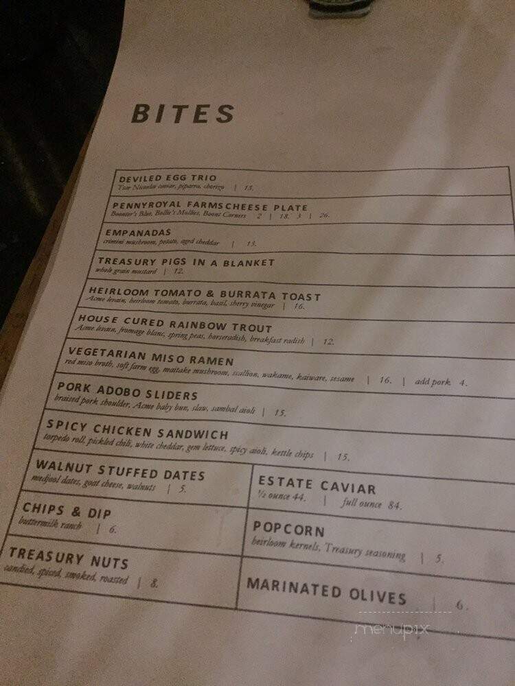 The Treasury - San Francisco, CA menu_pic
