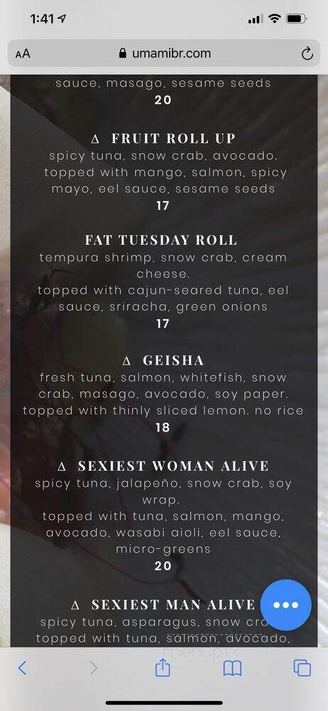 UMAMI Japanese Bistro - Baton Rouge, LA menu_pic