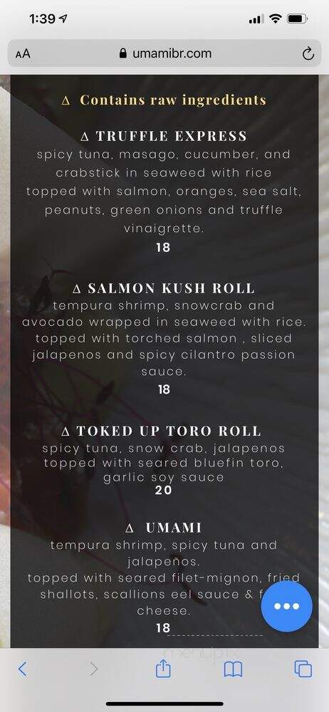 UMAMI Japanese Bistro - Baton Rouge, LA menu_pic