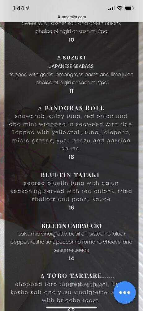 UMAMI Japanese Bistro - Baton Rouge, LA menu_pic