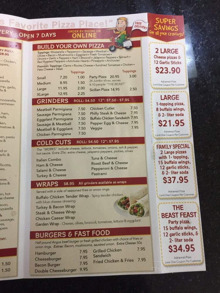 Adrianna's Pizza - Waterbury, CT menu_pic