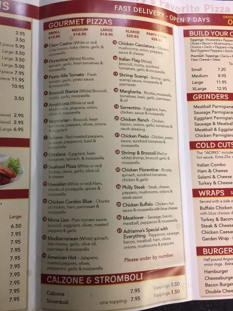 Adrianna's Pizza - Waterbury, CT menu_pic