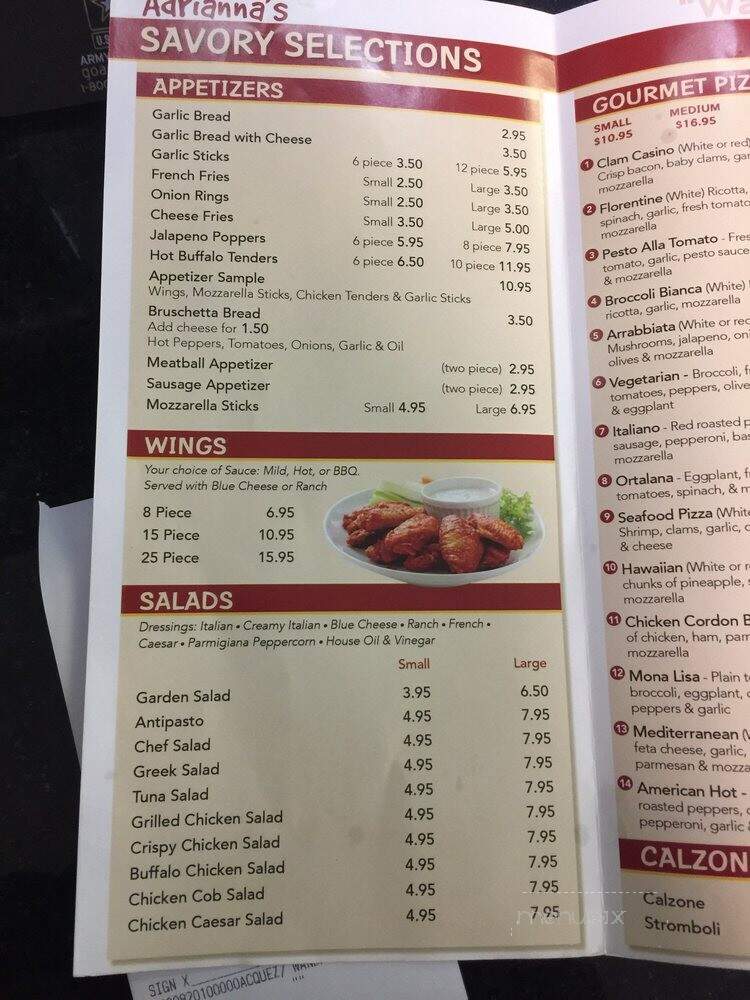 Adrianna's Pizza - Waterbury, CT menu_pic