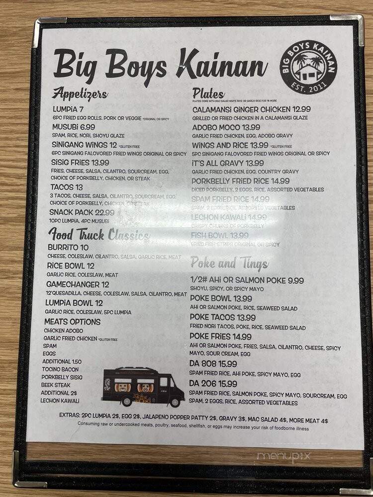 Big Boy's - Kent, WA menu_pic